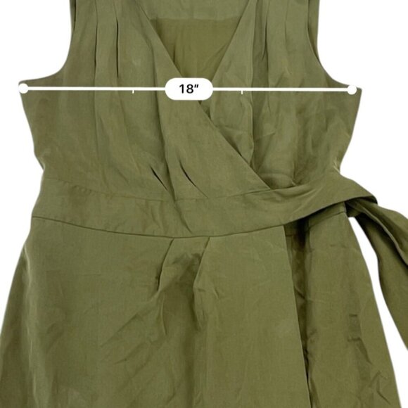 Banana Republic Wrap Midi Dress Green Career Sleeveless Size 12 - Picture 9 of 13